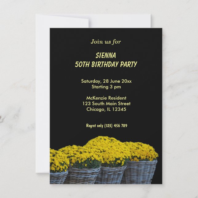 Birthday Flowers Invitation (Front)