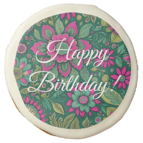 Birthday Flowers Mandala Blossoms  Sugar Cookie