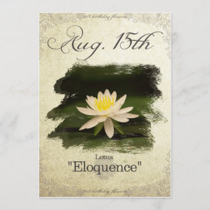 Birthday flowers on August 15th "Lotus" Card