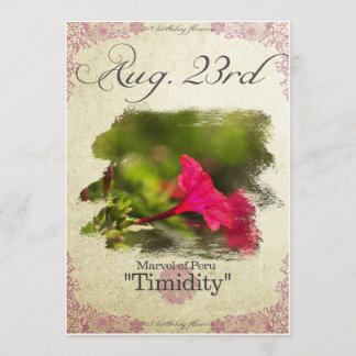 Birthday flowers on August 23rd "Marvel of Peru" Card