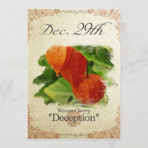 Birthday flowers on December 29th "Winter Cherry" Card