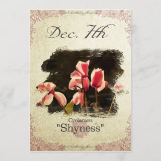 Birthday flowers on December 7th "Cyclamen" Card