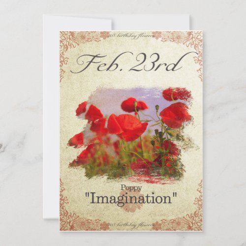 Birthday flowers on February 23rd Poppy Card