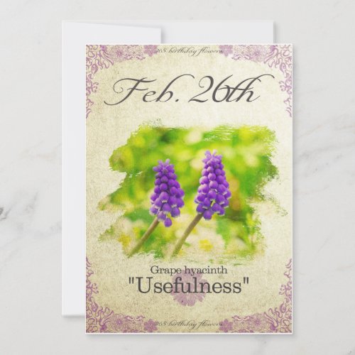 Birthday flowers on February 26th Grape hyacinth Card