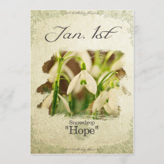 Birthday flowers on January 1st "Snowdrop" Card