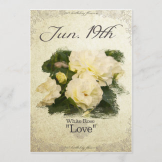 Birthday flowers on June 19th "White Rose" Card