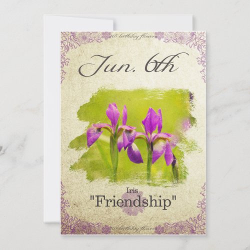 Birthday flowers on June 6th Iris Card