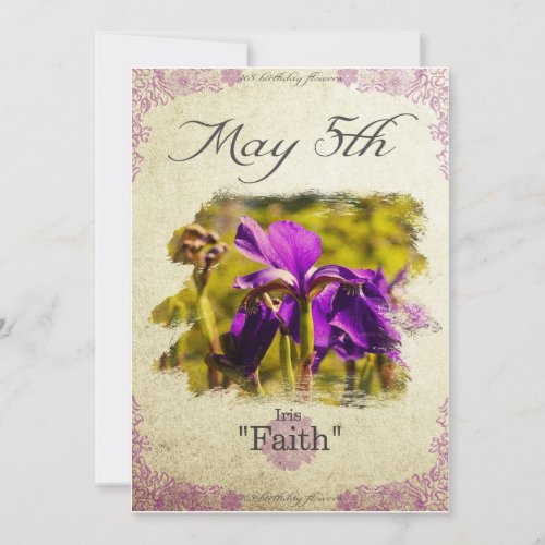 Birthday flowers on May 5th Iris Card