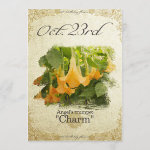 Birthday flowers on October 23rd "Angel’s trumpet" Card