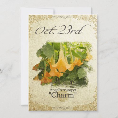 Birthday flowers on October 23rd Angels trumpet Card