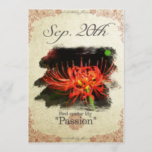 Birthday flowers on Sep. 20th "Red spider lily" Card