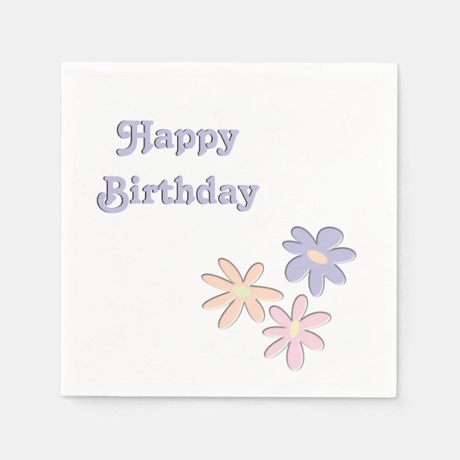 Birthday Flowers Paper Napkins (Front)