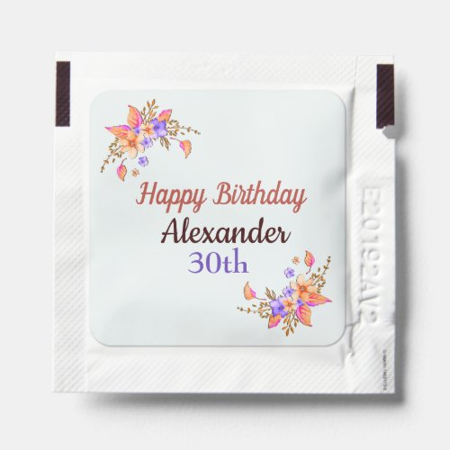 Birthday Flowers Watercolor Pastel Colors Hand Sanitizer Packet