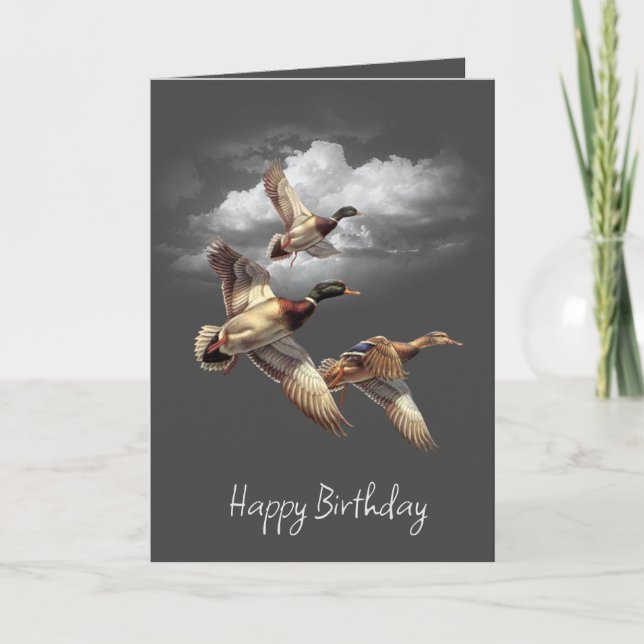 Birthday Flying Mallard Ducks Card (Front)