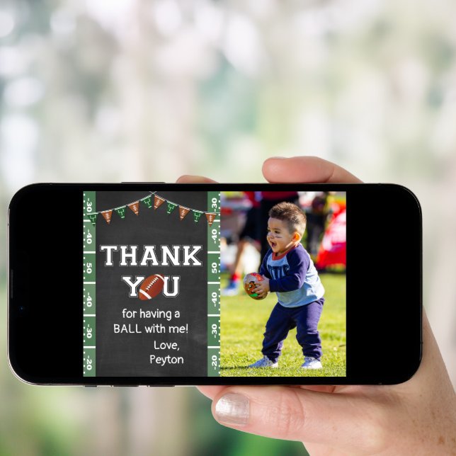 Birthday Football Party Thank You Card (Front Digital)