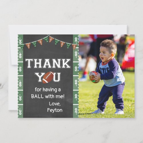 Birthday Football Party Thank You Card
