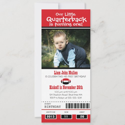 Birthday Football Ticket Invitation