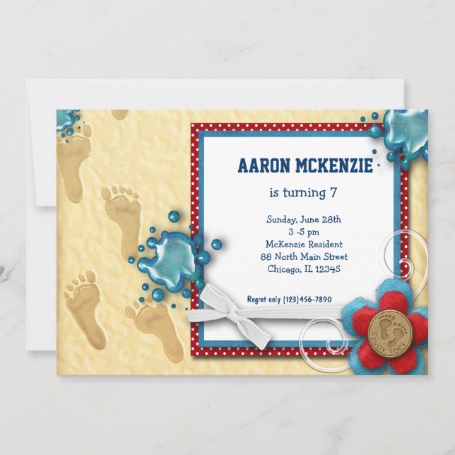 Birthday Footprints Invitation (Front)