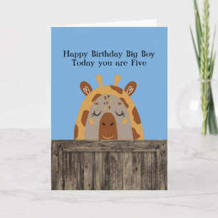Birthday for 5 Yr. Old Boy with Giraffe Card
