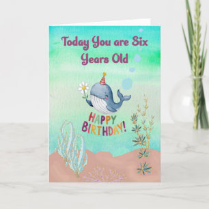 Birthday for 6 Year Old with Big Fish Letterpress Thank You Card