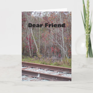 Birthday for a friend, fall trees, railroad tracks card