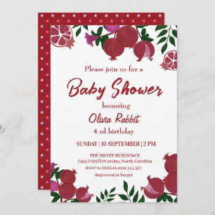 Birthday for a Girl Pomegranate Red Pink Invitati Invitation