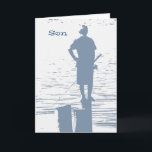 Birthday for a son, boy fishing from stump. card<br><div class="desc">A young man fishing from a stump is featured on this birthday greeting for a son who loves fishing. My Funny Mind Greeting.</div>