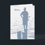 Birthday for a son, boy fishing from stump. card<br><div class="desc">A young man fishing from a stump is featured on this birthday greeting for a son who loves fishing. My Funny Mind Greeting.</div>