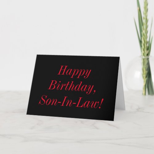 Birthday for a son_in_law red letters on black card