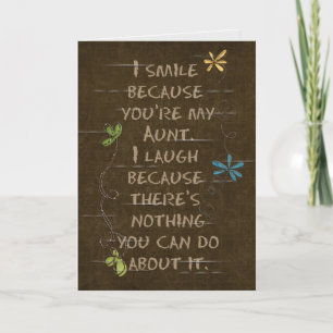 Birthday for Aunt-floral glitter on brown Card
