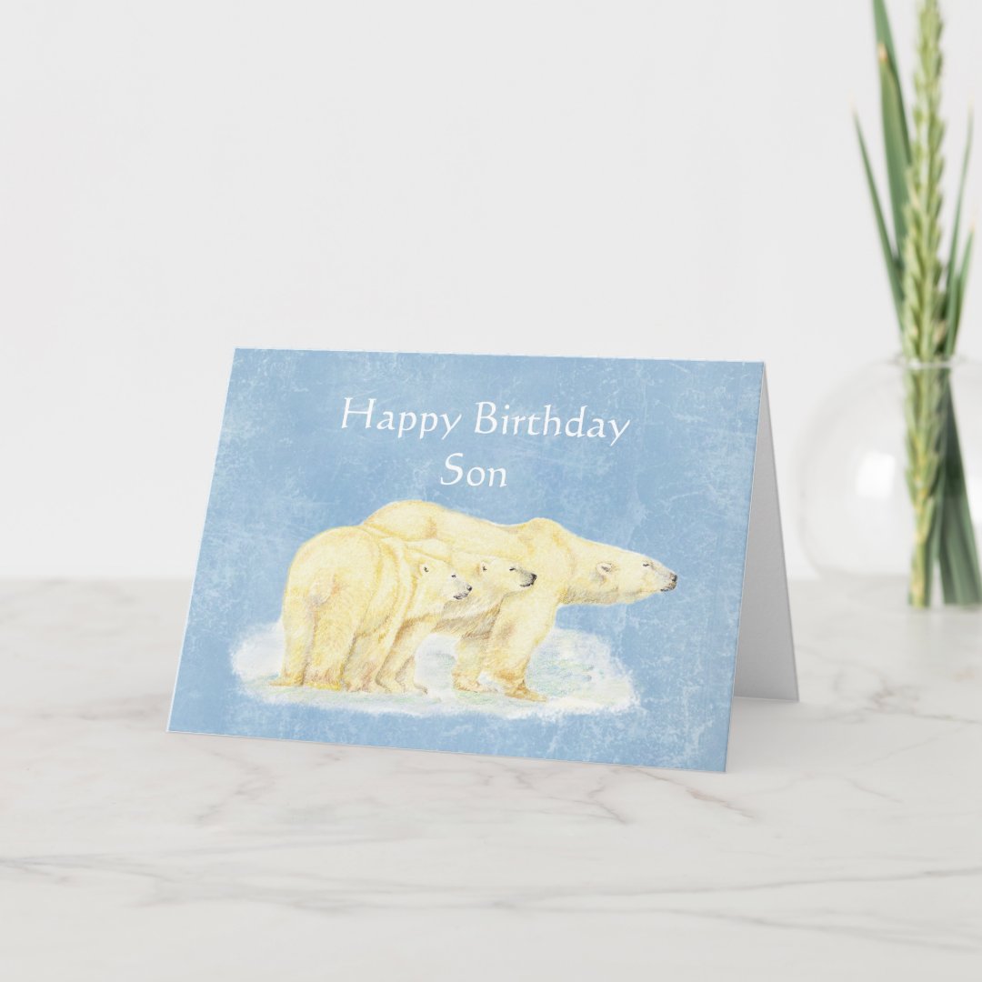 Birthday for Beary Special Son Polar Bears Card | Zazzle