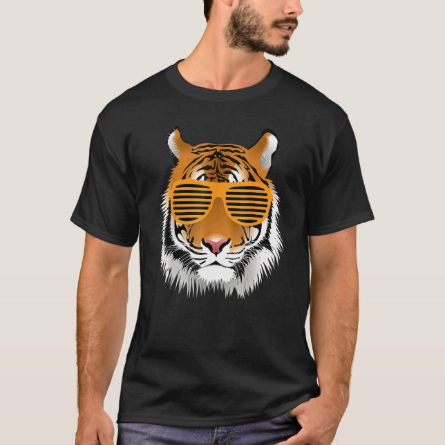 Birthday  For Boy Cool Tiger Striped Animal Theme  T-Shirt (Front)