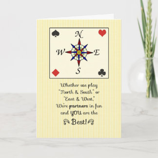 Birthday for  Bridge Partner, Partners in Fun Card