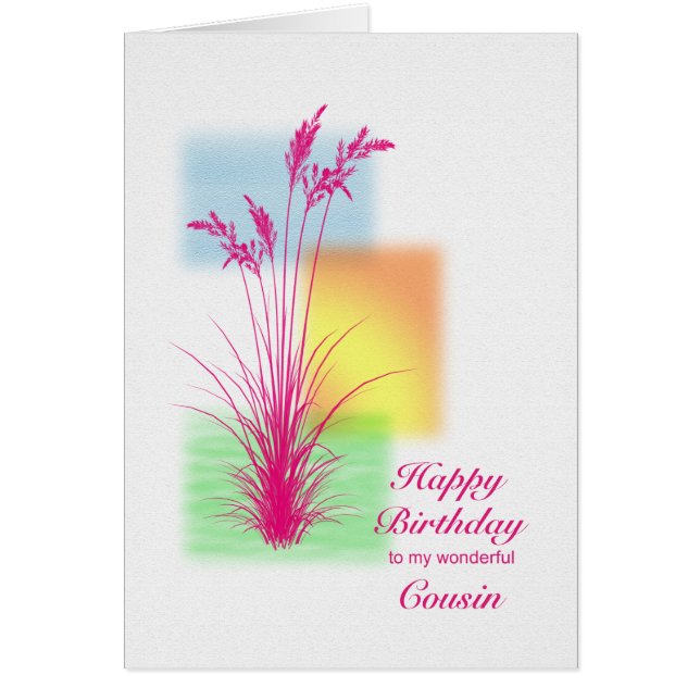 Birthday for Cousin, grasses scene Cards (Front)