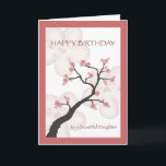 Birthday for Daughter, Chinese Blossom Tree Card<br><div class="desc">Beautiful birthday card for your daughter illustration of a Chinese blossom tree with pink flower petals in a frame of coordinating colors.</div>