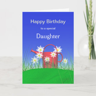 Birthday for Daughter Daisies and Watering Can Card