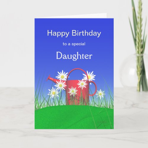 Birthday for Daughter Daisies and Watering Can Card