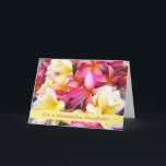 Birthday for Daughter Plumeria Frangipani Blooms Card<br><div class="desc">Bright and color birthday paper greeting card for a daughter. Card features a digital painting of Plumeria / Frangipani blooms. Tropical flowers in shades of magenta,  pink,  yellow,  white,  and orange. Art,  image,  and verse copyright © Shoaff Ballanger Studios.</div>