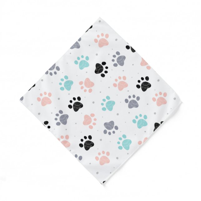Birthday for dogs, dog paw prints pattern  bandana (Front)