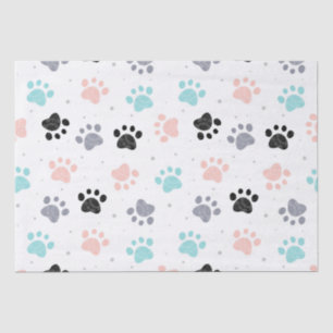 Birthday for dogs, dog paw prints pattern tissue paper