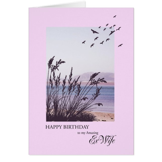 Birthday for Ex-Wife, seaside scene Cards (Front)