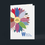 Birthday for ex-wife, stitched flower card<br><div class="desc">Birthday card for a ex-wife. A wonderful birthday card for a ex-wife who enjoys sewing. Send you birthday greetings with this beautiful quilted flower. Each petal is a different pattern with white stitching. Your quilting ex-wife will love this birthday card. A lovely verse inside completes this birthday card to say...</div>