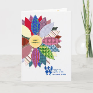 Birthday for ex-wife, stitched flower card