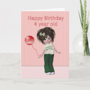 4 Years Old Girl Birthday Cards | Zazzle