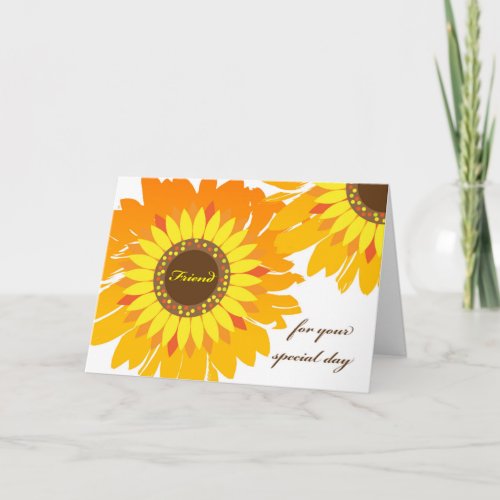 Birthday for Friend Bright Sunflowers Card