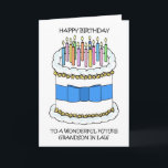 Birthday for Future Grandson in Law Card<br><div class="desc">A cartoon cake covered in lit candles and accompanied by the words 'Happy birthday to a wonderful future grandson in law'.</div>