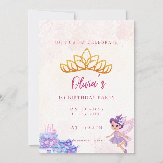 Birthday for girl invitation (Front)