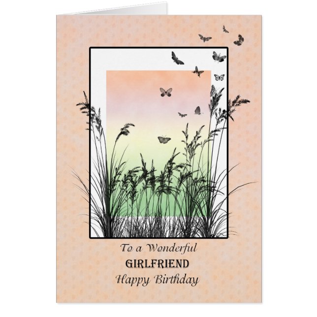 Birthday for Girlfriend, with Butterflies Cards (Front)