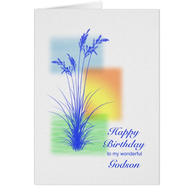 Birthday for Godson, grasses scene Cards (Front)