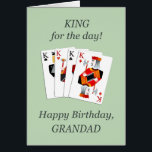 Birthday for Grandad, Hearts Full House<br><div class="desc">King for the day birthday card. Let your grandad know he can be the king for his birthday. Four kings,  one from each suit of the deck for a great poker hand!
 Your grandad will love this birthday card.</div>